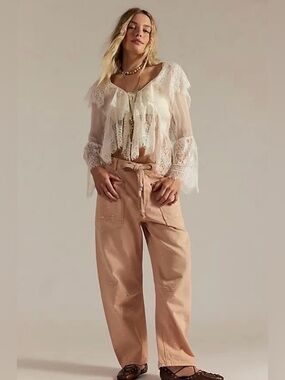 NWT FREE PEOPLE WE THE FREE MOXIE PULL ON BARREL JEANS